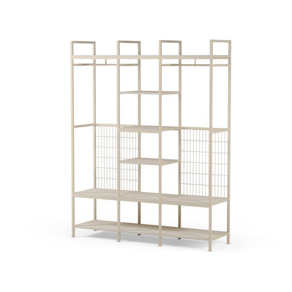 Kremno bela odprta jeklena garderobna omara 140x179,5x40 cm Amara – Marckeric
