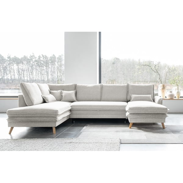 Bež raztegljiva kotna sedežna garnitura (levi kot/v obliki črke "U") Charming Charlie – Miuform-image-1