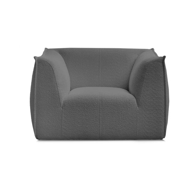 Temno siv fotelj iz tkanine bouclé Giorgia – Bobochic Paris-image-3