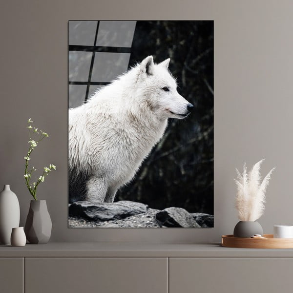 Steklena slika 70x100 cm White Wolf – Wallity-image-1