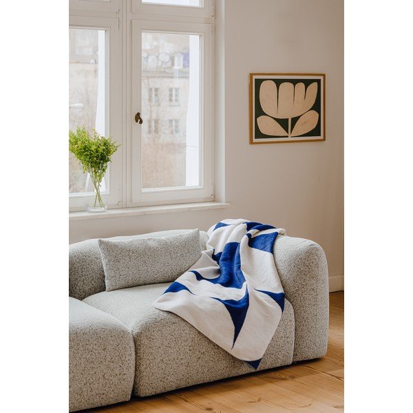 Modro-kremno bela odeja 150x200 cm Tul – noo.ma-image-3