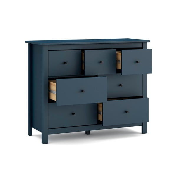 Temno modra nizka komoda iz masivnega bora 110x80 cm Misti – Marckeric-image-3