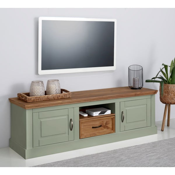 Svetlo zelena TV omarica iz masivnega bora 160x50 cm Selma – Støraa-image-1