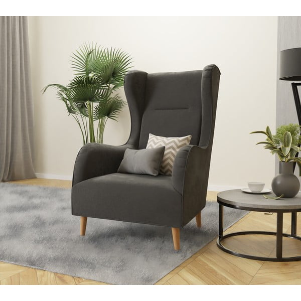 Temno siv žameten fotelj z naslonom Carole – Ropez-image-3