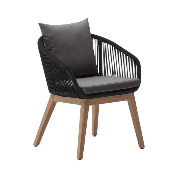 Črn vrtni fotelj iz masivnega lesa Portalo – Kave Home