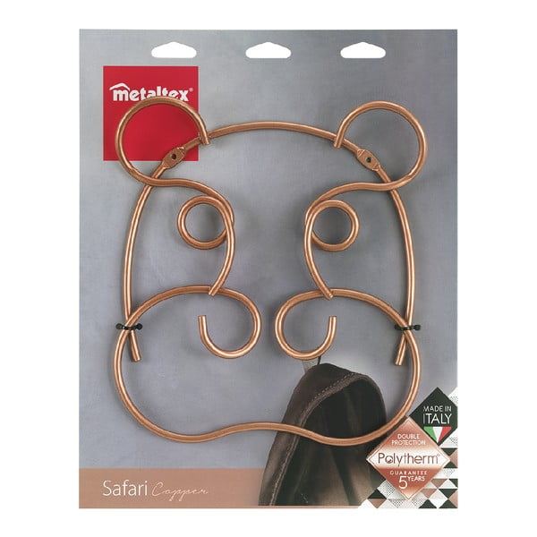 Jeklen stenski obešalnik v bakreni barvi Hippo – Metaltex-image-2