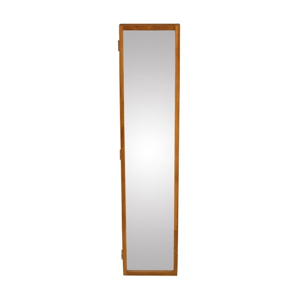 Stensko ogledalo z masivno hrastovo škatlo za ključe Canett Uno, 20 x 90 cm