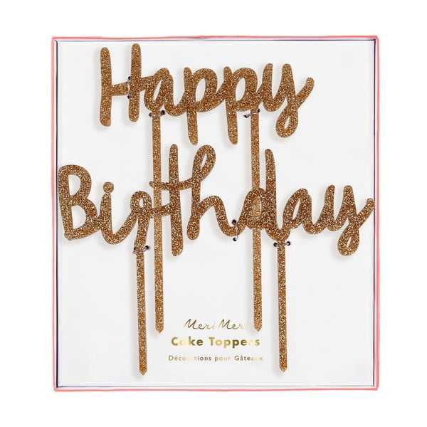 Dekoracija za torto 2 ks Happy Birthday – Meri Meri