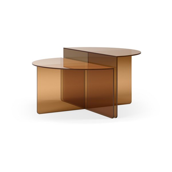 Rjave steklene okrogle mizice v kompletu 2 ks ø 80 cm Velta – MOME