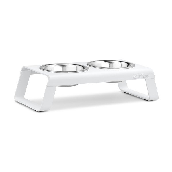 Kovinski komplet posod s podstavkom za pse Desco White S – MiaCara
