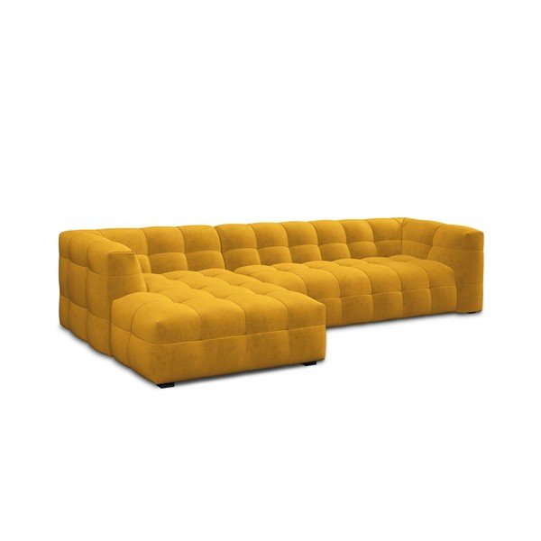 Rumena žametna kotna sedežna garnitura Windsor & Co Sofas Vesta, levi kot-image-3