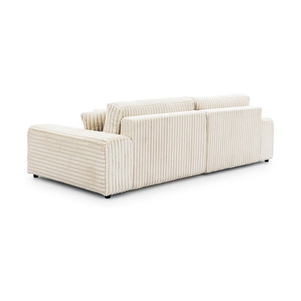 Kremno bela raztegljiva kotna sedežna garnitura s prostorom za shranjevanje iz rebrastega žameta (levi kot) Sarina – Ropez-image-3