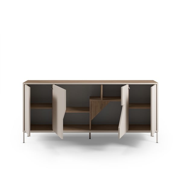 Kremno bela/naravna komoda v hrastovem dekorju 180x80x40 cm Lilou – Marckeric-image-4