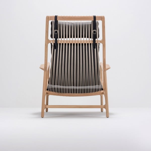 Fotelj z masivno hrastovo konstrukcijo in sedežem iz črnega usnja Gazzda Dedo-image-3