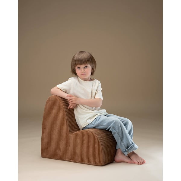 Rjav otroški fotelj iz rebrastega žameta Cloud – Wigiwama-image-2