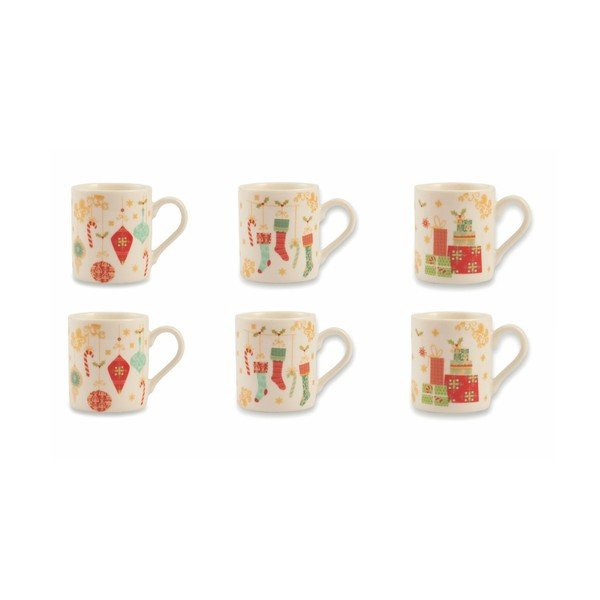Komplet 6 vrčev iz kostnega porcelana Villa d'Este Sweetxmas Tazzine Caffe Albero
