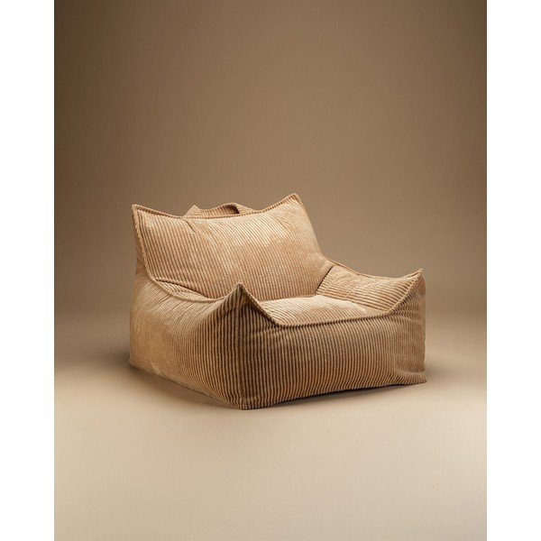 Otroška vreča za sedenje iz rebrastega žameta v konjak rjavi barvi Club – Wigiwama-image-1