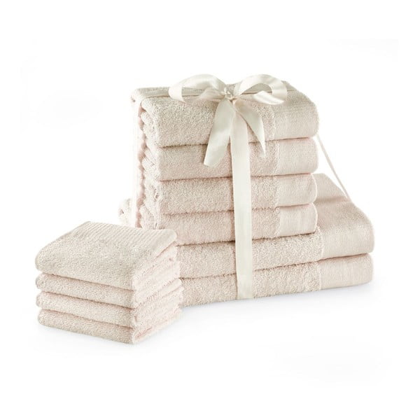 Kremno beli frotirni bombažni komplet brisač 10 ks Amari – Restilo