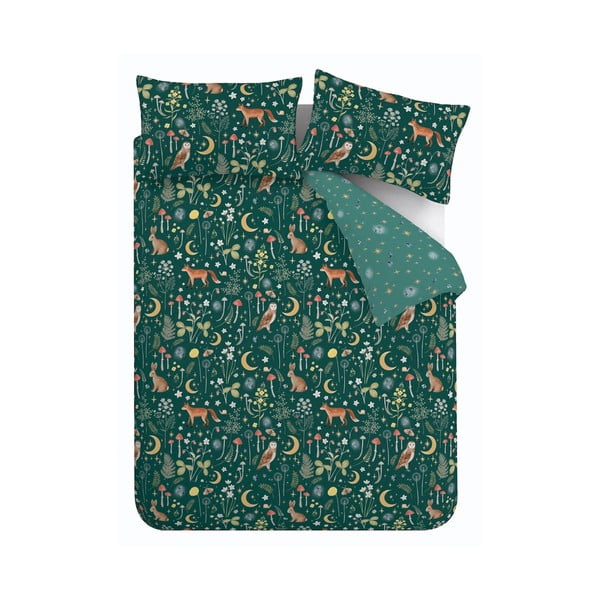 Temno zelena posteljnina za zakonsko posteljo 200x200 cm Enchanted Twilight – Catherine Lansfield