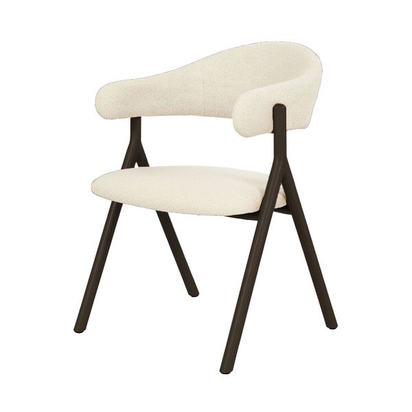 Črn/kremno bel oblazinjen jedilni stol z nasloni za roke Frances – Unique Furniture