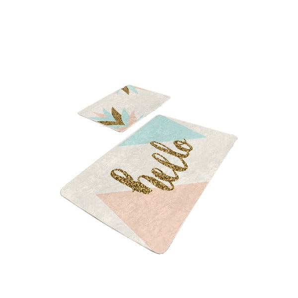 Kremno bele/v zlati barvi žametne kopalniške preproge v kompletu 2 ks 60x100 cm Hello – Mila Home