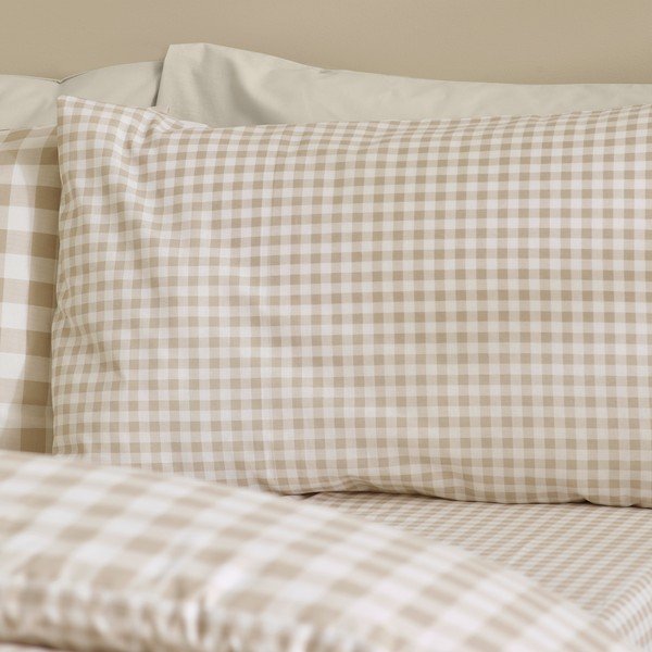 Bež 3-delna posteljnina za zakonsko posteljo 200x200 cm Bamford Gingham Check – Catherine Lansfield-image-4