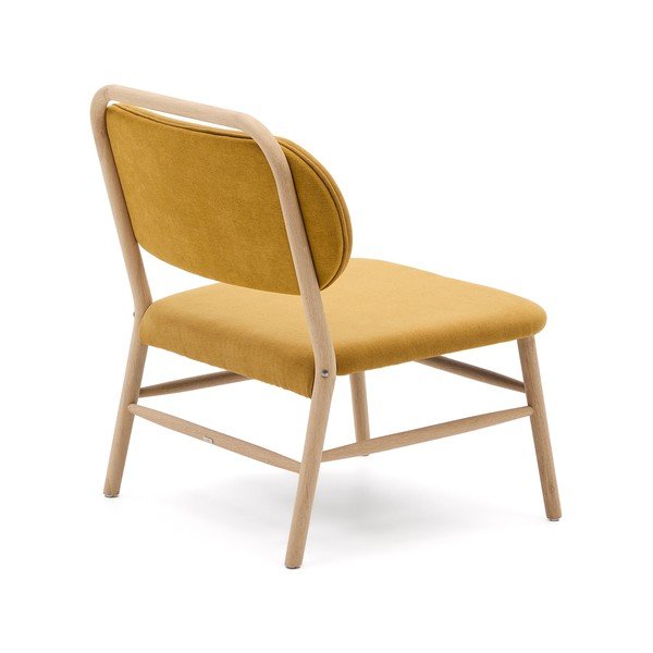 Gorčično rumen fotelj iz šenilje Helda – Kave Home-image-4