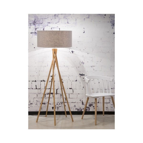 Talna svetilka s svetlo sivim senčnikom in bambusovo strukturo Good&Mojo Kilimanjaro-image-1