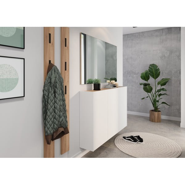 Bela stenska omarica v hrastovem dekorju 138x87x25 cm Libbiano – Germania-image-4