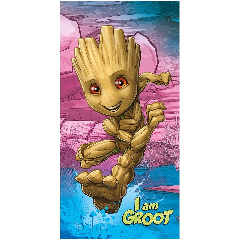 Bombažna otroška brisača 70x140 cm Groot "I am groot"