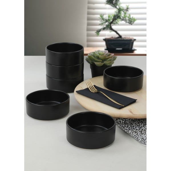 Črn lončen komplet za serviranje 6 ks ø 14 cm – Hermia-image-1