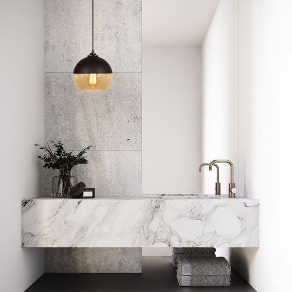 Oker rumena/črna viseča svetilka s steklenim senčilom ø 20 cm Camini – Opviq lights-image-1