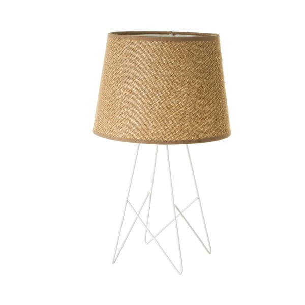 Bela namizna svetilka s tekstilnim senčnikom v naravni barvi (višina 38,5 cm) – Casa Selección