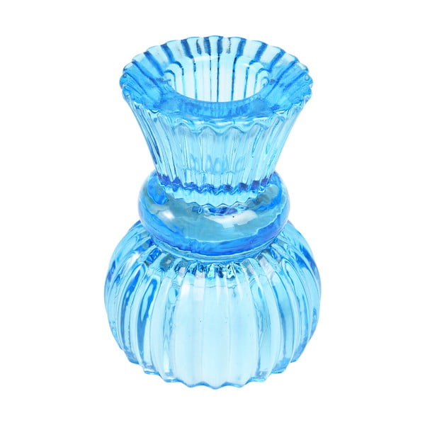 Nizek moder stekleni svečnik - Rex London-image-1