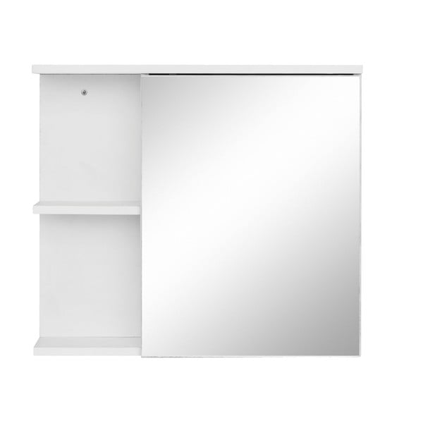 Bela stenska kopalniška omarica z ogledalom 60x53 cm Mirza - Støraa 