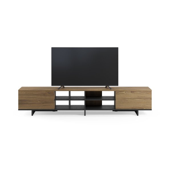 Črna/v naravni barvi TV omarica v hrastovem dekorju 230x44x36 cm Cequoia – Marckeric-image-2