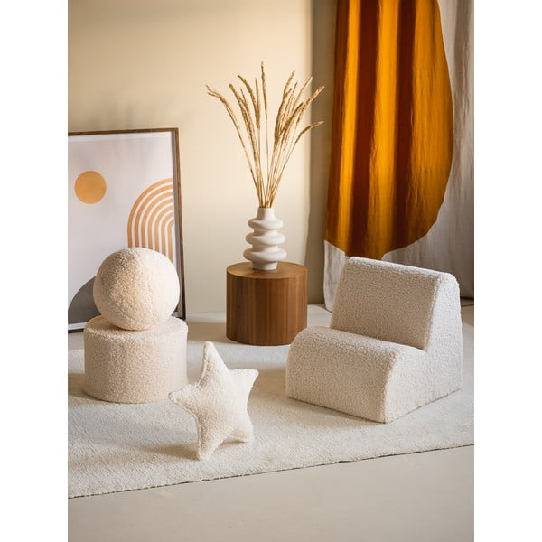 Kremno bel otroški fotelj iz tkanine bouclé Cloud – Wigiwama-image-4