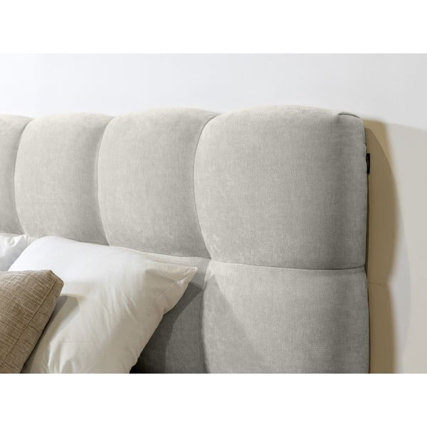 Svetlo siva oblazinjena zakonska postelja z letvenim dnom 160x200 cm Kumo – Bobochic Paris-image-1