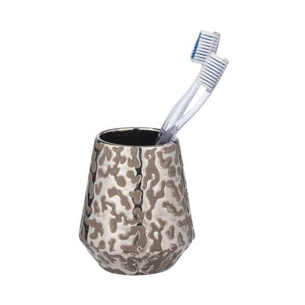 Keramičen lonček za zobne ščetke v srebrni barvi Burgos – Wenko-image-2