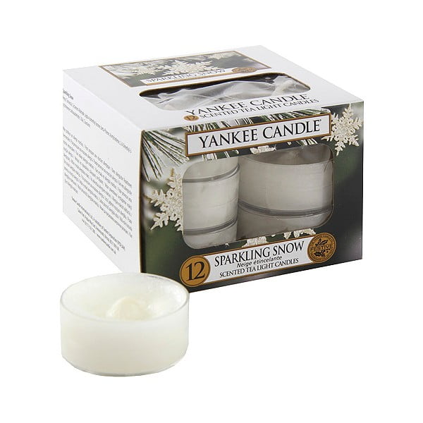 Komplet 12 dišečih sveč Yankee Candle Sparkling Snow, čas gorenja 4 - 6 ur