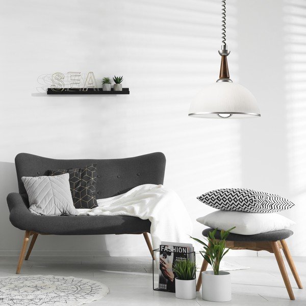 Viseča svetilka v srebrni in temno rjavi barvi s steklenim senčilom ø 30 cm Ciara – LAMKUR-image-2