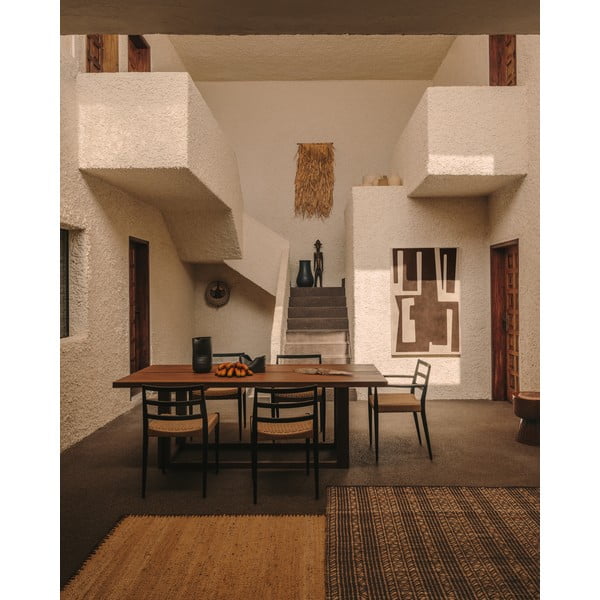 Jedilna miza iz masivnega tika v naravni barvi 100x220 cm Sashi – Kave Home-image-1