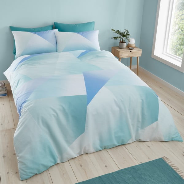 Zelena/modra posteljnina za zakonsko posteljo 200x200 cm Ombre Larsson Geo – Catherine Lansfield