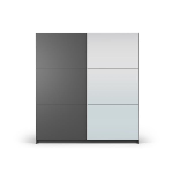Temno siva omara z ogledalom in drsnimi vrati 200x215 cm Lisburn - Cosmopolitan Design