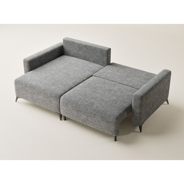 Siva raztegljiva/s prostorom za shranjevanje kotna sedežna garnitura iz šenilje (levi kot/z ležalnikom) Leon – Maison de Rêve-image-3