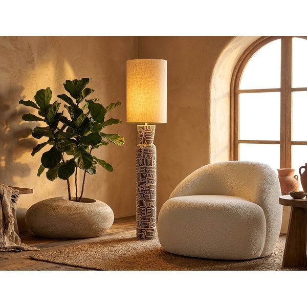 Črna/kremno bela stoječa svetilka s tekstilnim senčilom (višina 145 cm) Nairobi – Mauro Ferretti-image-1