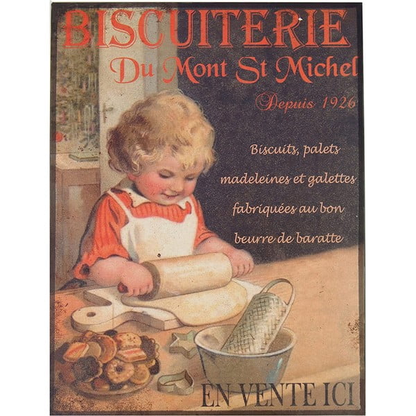 Kovinski dekorativni znak 35x37 cm Biscuiterie St Michel – Antic Line