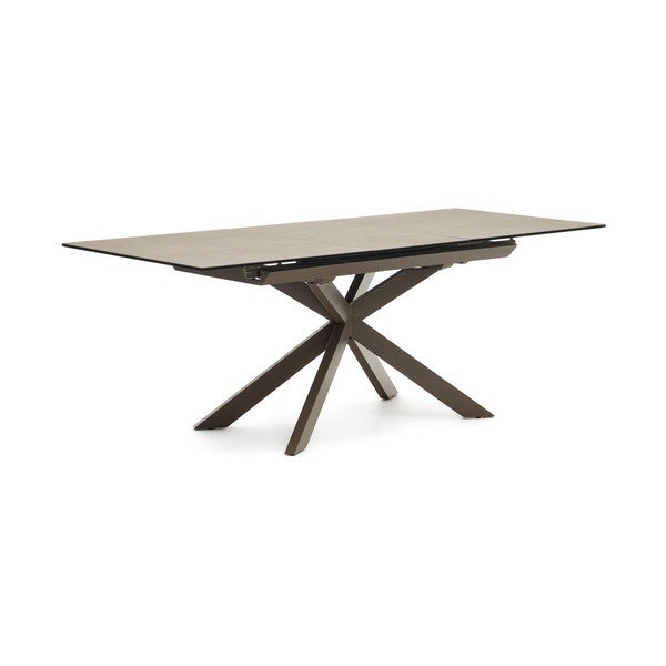 Rjava raztegljiva jedilna miza s keramično ploščo 90x160 cm Atminda – Kave Home-image-4