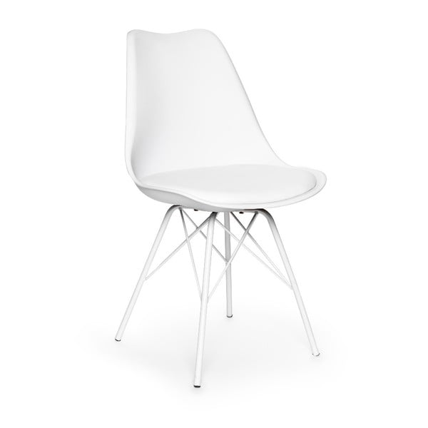 Komplet 2 belih stolov z belimi kovinskimi nogami Bonami Essentials Eco