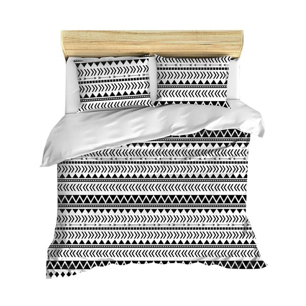 Belo-črna posteljnina za zakonsko posteljo 200x200 cm Artec - Mijolnir